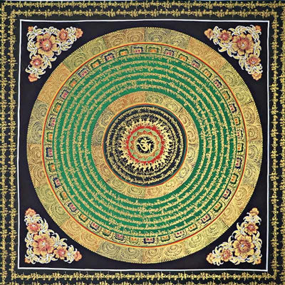 Foviel Tibetische Thangka Malerei Om Mani Padme Hum Schrift Handgemacht Dekoration (Random Stil)