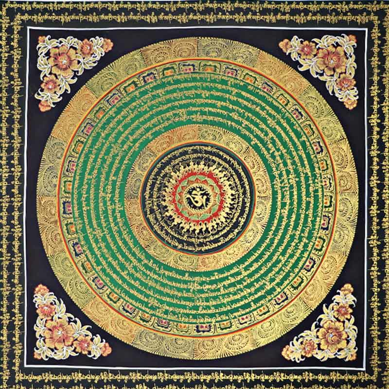 Foviel Tibetische Thangka Malerei Om Mani Padme Hum Schrift Handgemacht Dekoration (Random Stil)