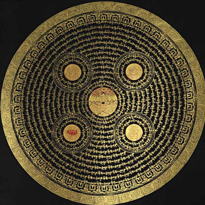 Foviel Tibetische Thangka Malerei Om Mani Padme Hum Schrift Handgemacht Dekoration (Random Stil)
