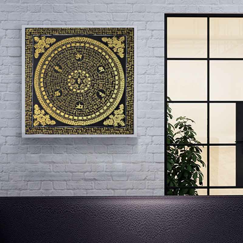 Foviel Tibetische Thangka Malerei Om Mani Padme Hum Schrift Handgemacht Dekoration (Random Stil)