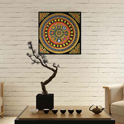 Foviel Tibetische Thangka Malerei Om Mani Padme Hum Schrift Handgemacht Dekoration (Random Stil)