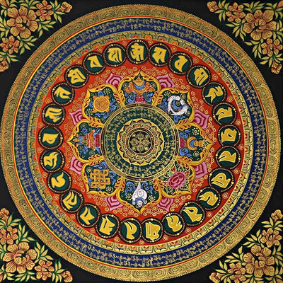 Foviel Tibetische Thangka Malerei Om Mani Padme Hum Schrift Handgemacht Dekoration (Random Stil)