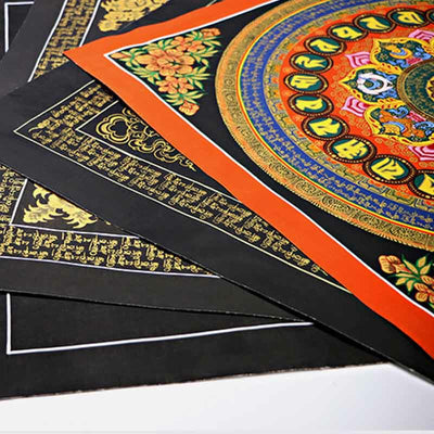 Foviel Tibetische Thangka Malerei Om Mani Padme Hum Schrift Handgemacht Dekoration (Random Stil)