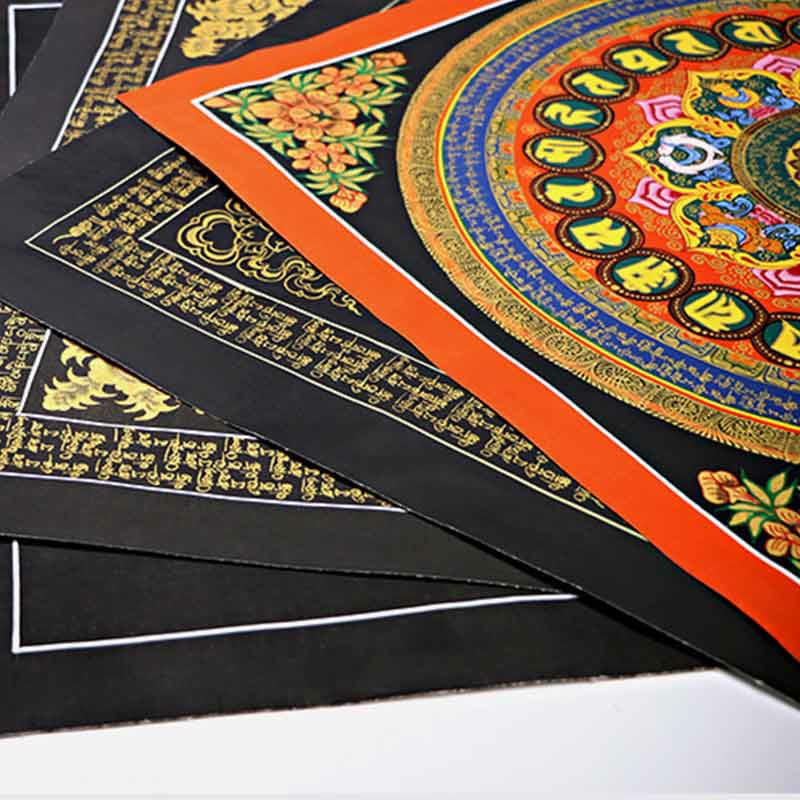 Foviel Tibetische Thangka Malerei Om Mani Padme Hum Schrift Handgemacht Dekoration (Random Stil)