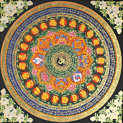 Foviel Tibetische Thangka Malerei Om Mani Padme Hum Schrift Handgemacht Dekoration (Random Stil)