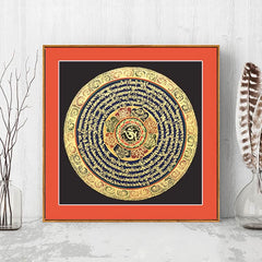 Peinture de Thangka tibétain Foviel, décoration faite à la main des six vrais mots (style aléatoire) en boîte surprise
