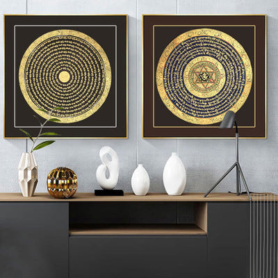 Peinture de Thangka tibétain Foviel, décoration faite à la main des six vrais mots (style aléatoire) en boîte surprise