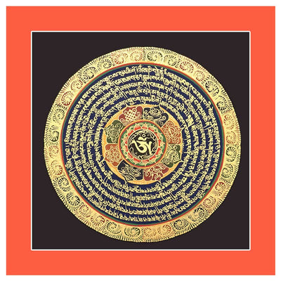 Peinture de Thangka tibétain Foviel, décoration faite à la main des six vrais mots (style aléatoire) en boîte surprise