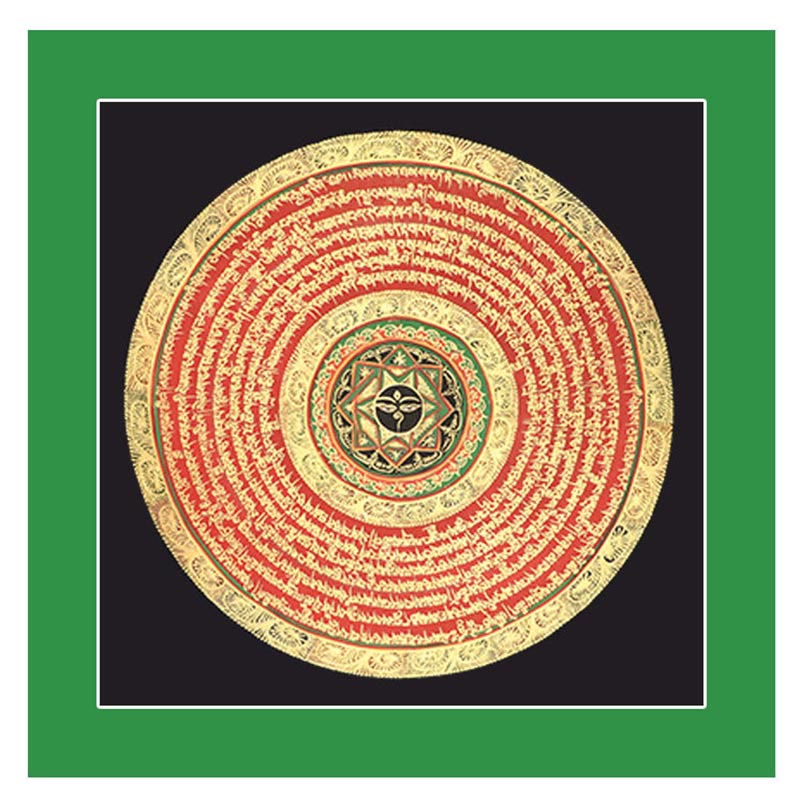 Peinture de Thangka tibétain Foviel, décoration faite à la main des six vrais mots (style aléatoire) en boîte surprise