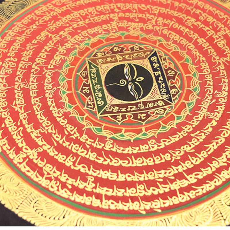 Peinture de Thangka tibétain Foviel, décoration faite à la main des six vrais mots (style aléatoire) en boîte surprise