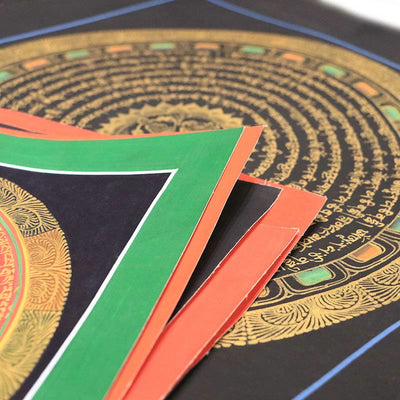 Peinture de Thangka tibétain Foviel, décoration faite à la main des six vrais mots (style aléatoire) en boîte surprise