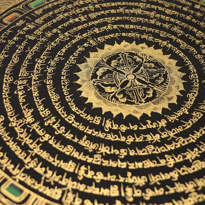 Peinture de Thangka tibétain Foviel, décoration faite à la main des six vrais mots (style aléatoire) en boîte surprise