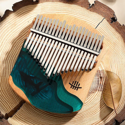 Foviel Kalimba 17/21 Tasten Daumen Klavier Buche Holz Tiefsee Blau Wal Portable Finger Klavier