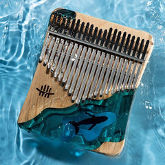 Foviel Kalimba 17/21 Tasten Daumen Klavier Buche Holz Tiefsee Blau Wal Portable Finger Klavier