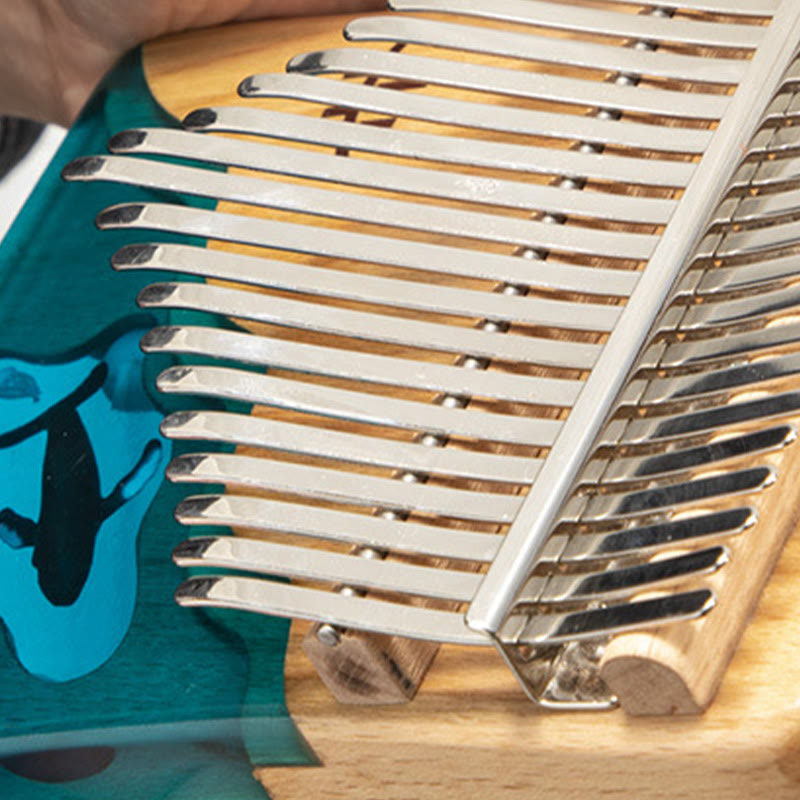 Foviel Kalimba 17/21 Tasten Daumen Klavier Buche Holz Tiefsee Blau Wal Portable Finger Klavier