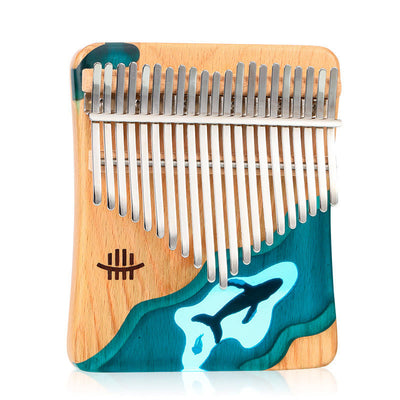 Foviel Kalimba 17/21 Tasten Daumen Klavier Buche Holz Tiefsee Blau Wal Portable Finger Klavier