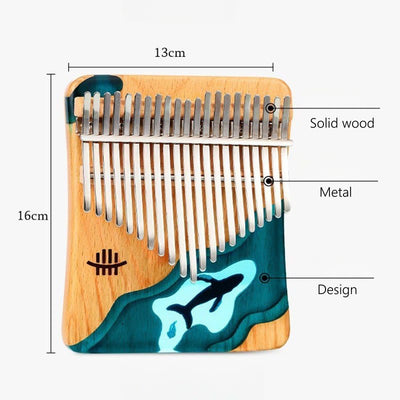 Foviel Kalimba 17/21 Tasten Daumen Klavier Buche Holz Tiefsee Blau Wal Portable Finger Klavier