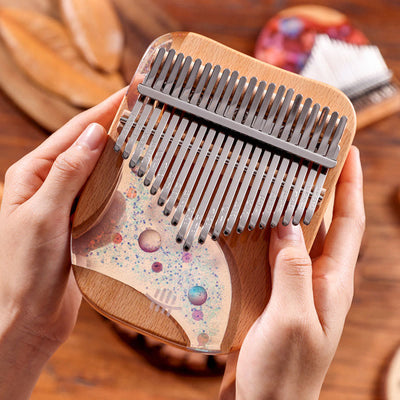 Foviel Kalimba 17/21 Tasten Daumen Klavier Buche Holz Planet Universum Tragbares Finger Klavier