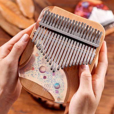 Foviel Kalimba 17/21 Tasten Daumen Klavier Buche Holz Planet Universum Tragbares Finger Klavier