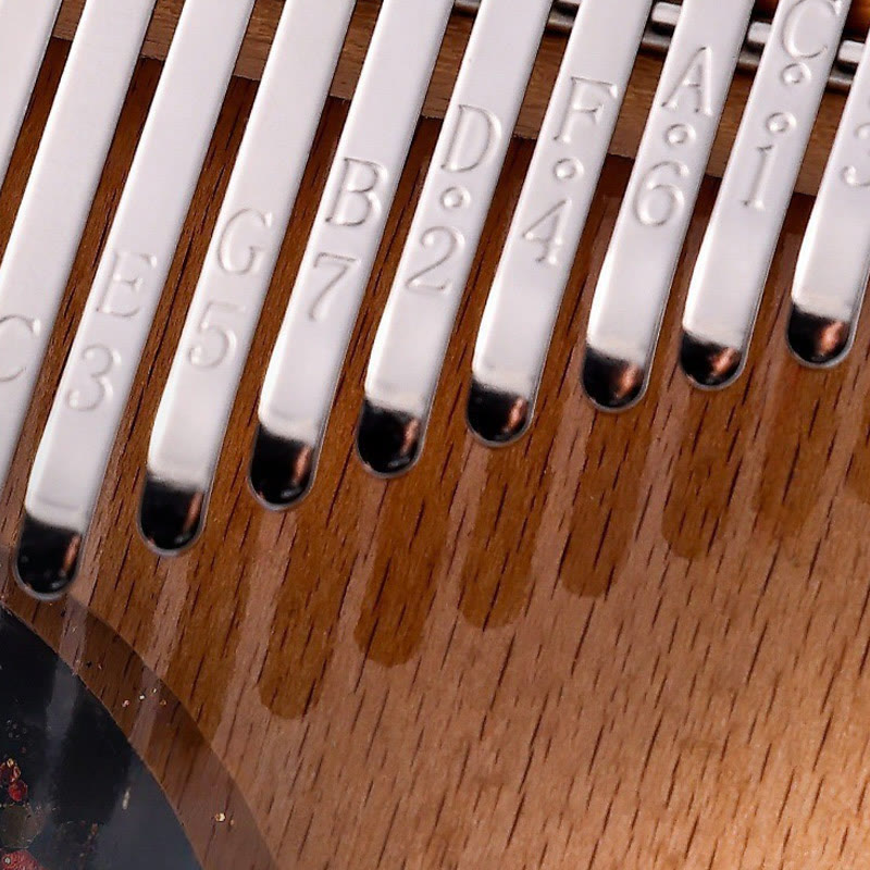Foviel Kalimba 17/21 Tasten Daumen Klavier Buche Holz Planet Universum Tragbares Finger Klavier