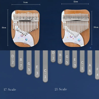 Foviel Kalimba 17/21 Tasten Daumen Klavier Buche Holz Planet Universum Tragbares Finger Klavier