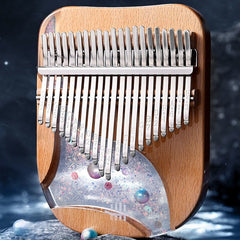 Foviel Kalimba 17/21 Tasten Daumen Klavier Buche Holz Planet Universum Tragbares Finger Klavier