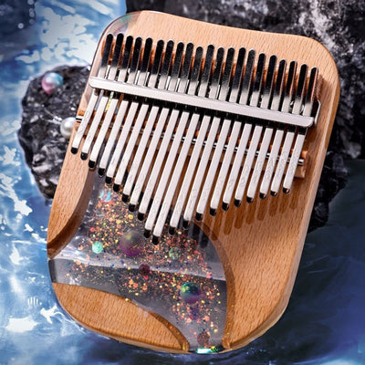 Foviel Kalimba 17/21 Tasten Daumen Klavier Buche Holz Planet Universum Tragbares Finger Klavier