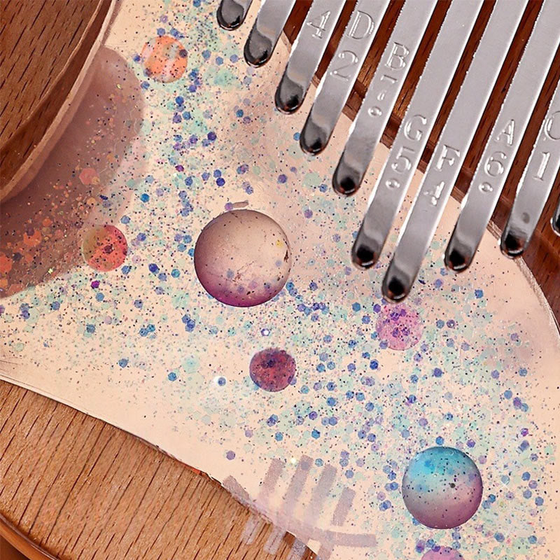 Foviel Kalimba 17/21 Tasten Daumen Klavier Buche Holz Planet Universum Tragbares Finger Klavier