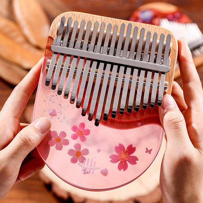 Foviel Kalimba 17/21 Keys Thumb Piano Beech Wood Pink Cherry Portable Finger Piano