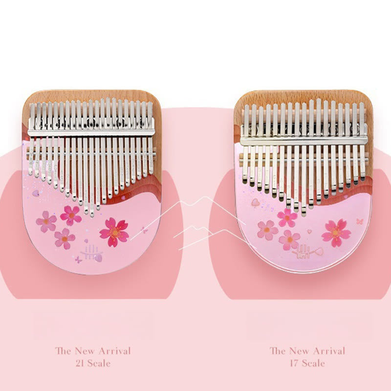 Foviel Kalimba 17/21 Keys Thumb Piano Beech Wood Pink Cherry Portable Finger Piano