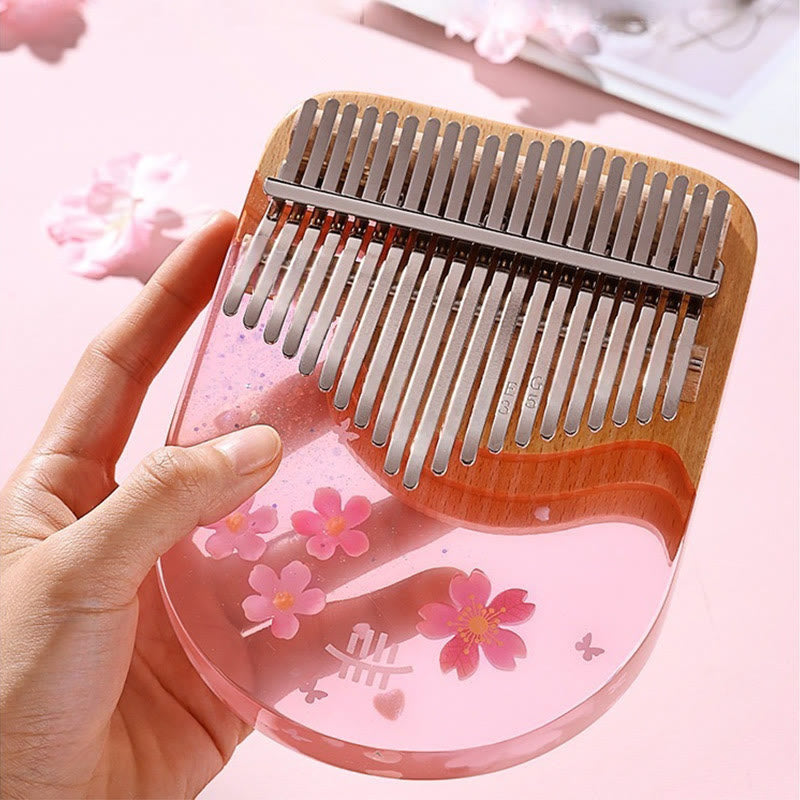 Foviel Kalimba 17/21 Keys Thumb Piano Beech Wood Pink Cherry Portable Finger Piano
