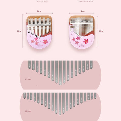 Foviel Kalimba 17/21 Keys Thumb Piano Beech Wood Pink Cherry Portable Finger Piano