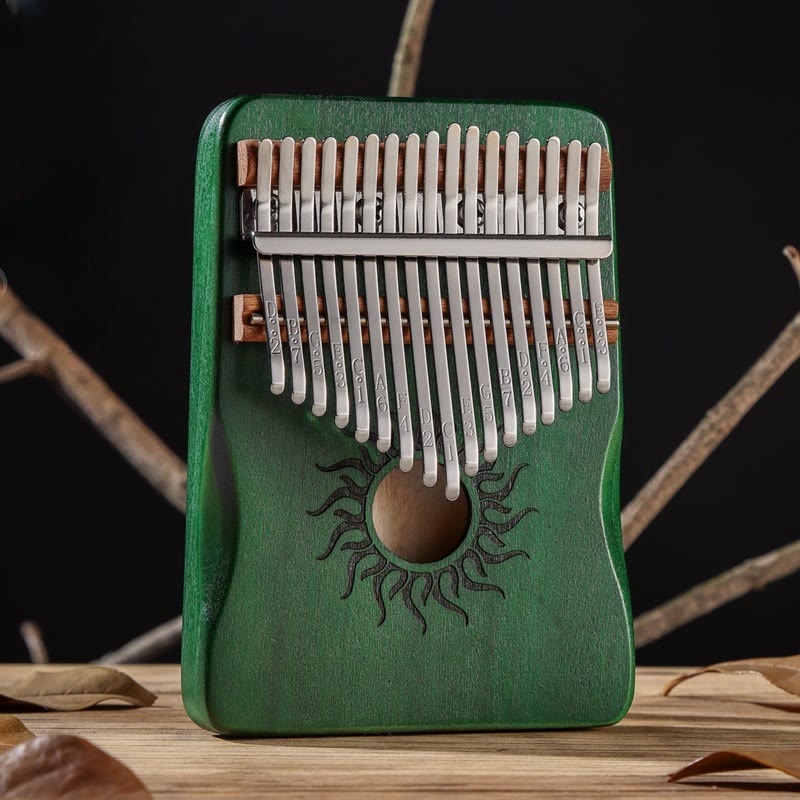 Foviel Kalimba 17/21 Keys Thumb Piano Sun Pattern Maple Wood Beginners Portable Finger Piano