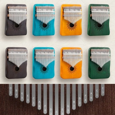Foviel Kalimba 17/21 Tasten Daumen Klavier Sonnenmuster Maple Wood Anfänger Tragbares Finger Klavier