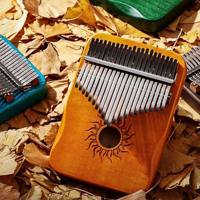 Foviel Kalimba 17/21 Tasten Daumen Klavier Sonnenmuster Maple Wood Anfänger Tragbares Finger Klavier