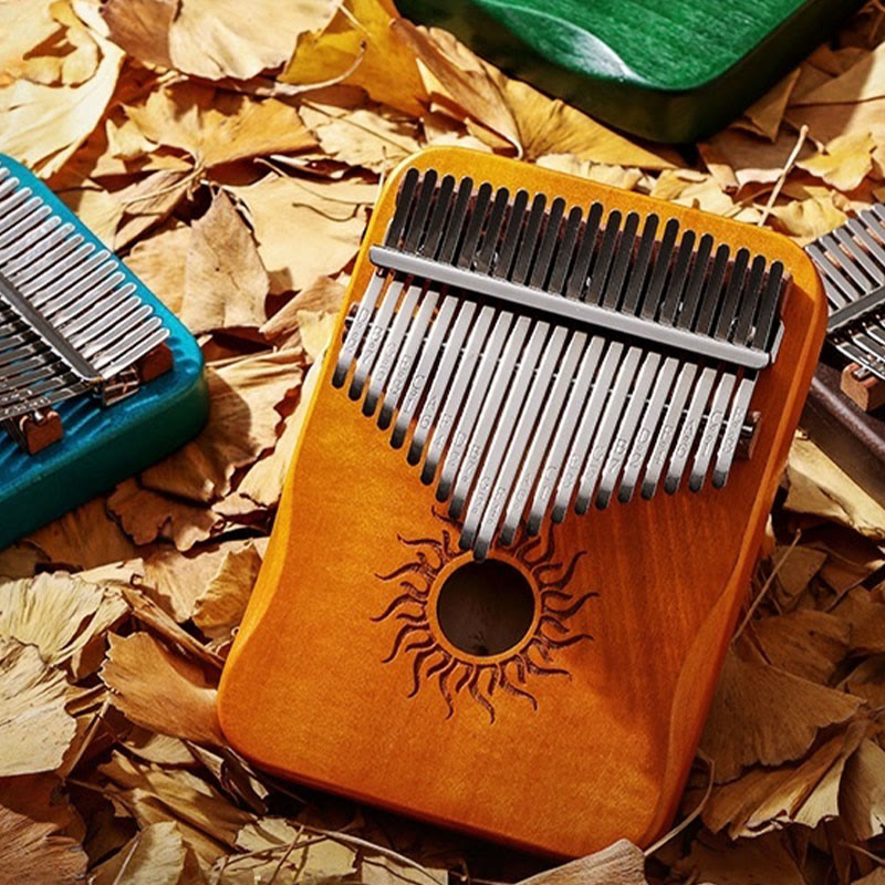 Foviel Kalimba 17/21 Tasten Daumen Klavier Sonnenmuster Maple Wood Anfänger Tragbares Finger Klavier