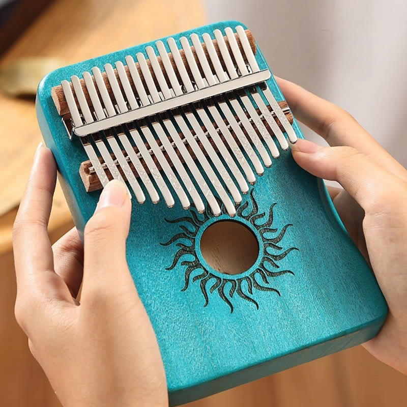 Foviel Kalimba 17/21 Tasten Daumen Klavier Sonnenmuster Maple Wood Anfänger Tragbares Finger Klavier