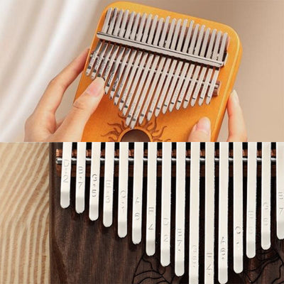 Foviel Kalimba 17/21 Tasten Daumen Klavier Sonnenmuster Maple Wood Anfänger Tragbares Finger Klavier