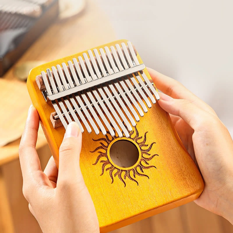 Foviel Kalimba 17/21 Tasten Daumen Klavier Sonnenmuster Maple Wood Anfänger Tragbares Finger Klavier