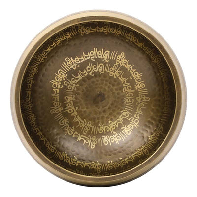 Bol chantant artisanal Foviel avec motifs d'écritures pour la guérison et la méditation, ensemble de bol sonore