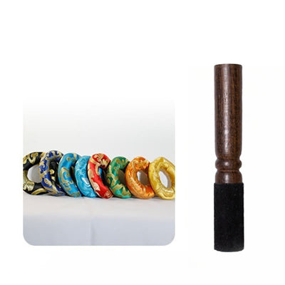 Bol chantant artisanal Foviel avec motifs d'écritures pour la guérison et la méditation, ensemble de bol sonore