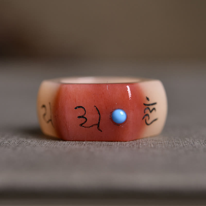 Foviel Camel Bone Om Mani Padme Hum Carving Protection Ring
