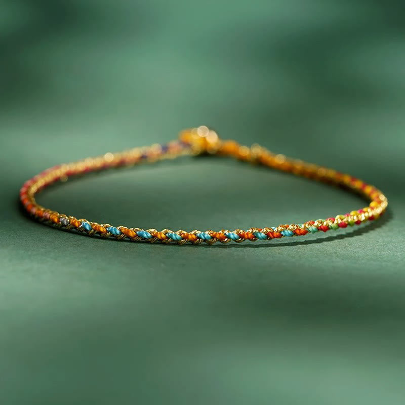 FREE Today: Luck Strength Colorful Rope Coin Bead Extra Thin Braided Bracelet - Colorful - Bare Rope - 20cm - image 1