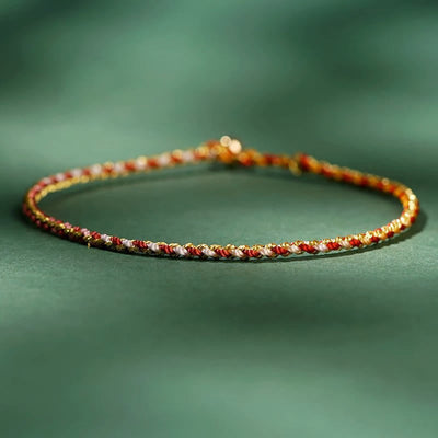 FREE Today: Luck Strength Colorful Rope Coin Bead Extra Thin Braided Bracelet - Red - Bare Rope - 20cm - image 9