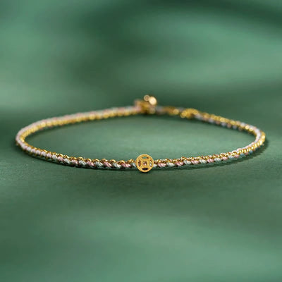 FREE Today: Luck Strength Colorful Rope Coin Bead Extra Thin Braided Bracelet - Light Pink - Rope With Copper Coin - 20cm - image 11