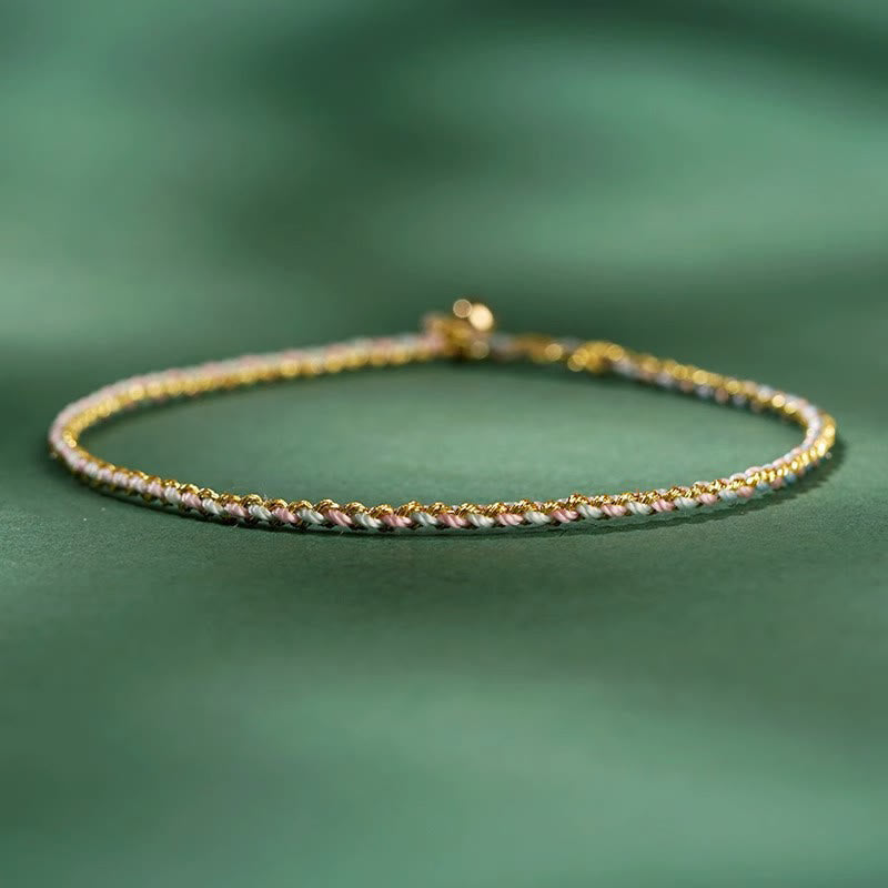 FREE Today: Luck Strength Colorful Rope Coin Bead Extra Thin Braided Bracelet - Light Pink - Bare Rope - 20cm - image 12