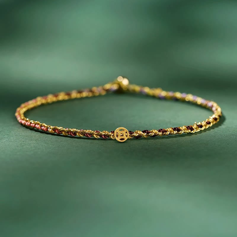 FREE Today: Luck Strength Colorful Rope Coin Bead Extra Thin Braided Bracelet - Yellow - Rope With Copper Coin - 20cm - image 21