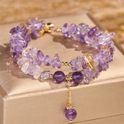 Foviel Irregular Natural Amethyst Citrine Gravel Meditation Double Layer Bracelet