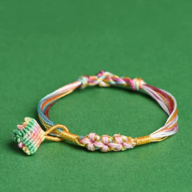 Foviel Colorful Rope Peach Blossom Knot Zongzi Braided Bracelet