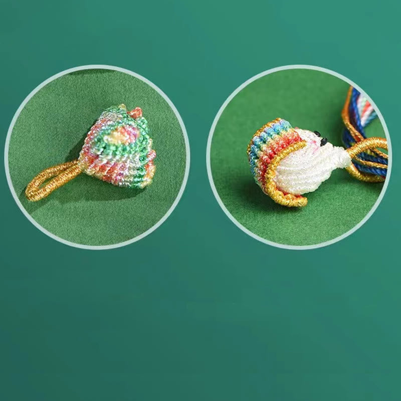 Foviel Colorful Rope Peach Blossom Knot Zongzi Braided Bracelet